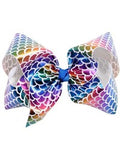 Mermaid 8" Hair Bow, Rainbow-White