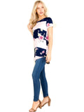Curvy Floral Striped Top, Pink
