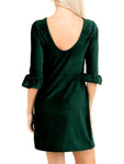 Velvet Ruffle Sleeve Dress, Huntergreem