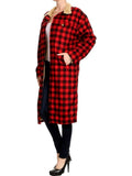 Buffalo Plaid Knee High Jacket, Red