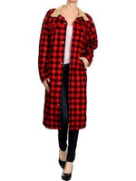 Buffalo Plaid Knee High Jacket, Red