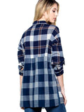 Check Shirt with Roll-Up Sleeve, Navy