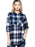 Check Shirt with Roll-Up Sleeve, Navy