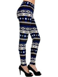 Aztec Print Legging , Blue-Black   (OS Fits Most)