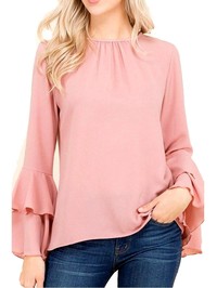 Bell Sleeve Shirring Back, Dusty Rose