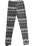 Chevron Print Leggings, Black-White