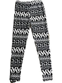 Chevron Print Leggings, Black-White