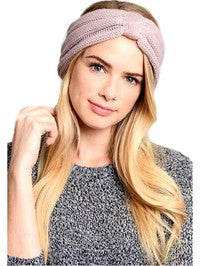 Bow turban crochet headband, Rose