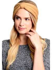 Bow turban crochet headband, Mocha