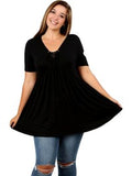 Curvy Lace Up Top, Black