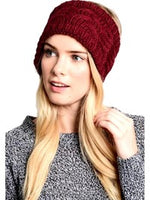 Chunky Cable Knit Headband, Burgundy