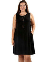 Curvy Sleeveless Flared Dress, Black