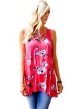 Floral Crisscross Tank Top, Fuchsia