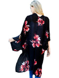 Floral Print Kimono, Black