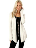 Drapey Open Front Long Sleeved Knit Cardigan-27", Heather Beige