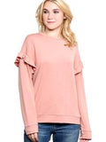 French Terry Ruffle Sleeve, Duaty Roaw