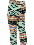 Girls Aztec Legging, Turquoise-Black