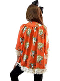 Girls Bull Skull Cardigan, Orange