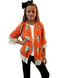 Girls Bull Skull Cardigan, Orange