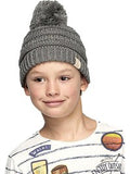 Girls CC Beanie with Pompom, Lt Melangrey