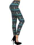 Fur Printed Legging, Teal-Black