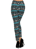 Fur Printed Legging, Teal-Black