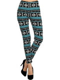 Fur Printed Legging, Teal-Black
