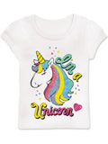 Girls Glitter Unicorn Tee, White