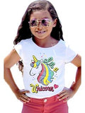 Girls Glitter Unicorn Tee, White
