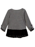 Girls Long sleeve sweater with lace detail and lace pocket, Black
