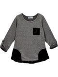 Girls Long sleeve sweater with lace detail and lace pocket, Black