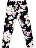 Girls Floral Print Legging, Pink-Black