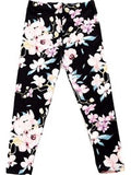 Girls Floral Print Legging, Pink-Black
