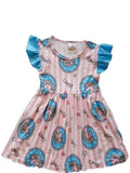 Girls Unicorn Print Dress, Multi