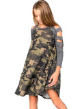 Girls Print Raglan Cut Out Detailed Sleeve Dress, Camp