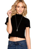 Half Sleeve Ribbed Top, Black