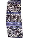 Girls Printed Leggings, Blue-White