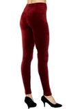 High Waist Velour Leggings, Burgundy