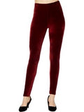 High Waist Velour Leggings, Burgundy