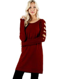 Ladder Long Sleeve Tunic Sweater, Dark Rust
