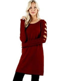 Ladder Long Sleeve Tunic Sweater, Dark Rust