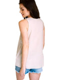 Linen texture V-neck tank top, Natural