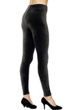 High Waist Velour Leggings, Charcoal