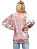 Long Sleeve Velour Top, Mauve