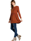 Long Sleeve Baby Toll Top, Hazelnut