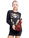 Long Sleeve Polka-Dot Sequins Top, Charcoal