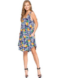 Loose fit, scoop V-neck, sleeveless  Pineapple Print swing dress, Navy