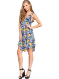 Loose fit, scoop V-neck, sleeveless  Pineapple Print swing dress, Navy