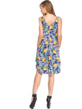Loose fit, scoop V-neck, sleeveless  Pineapple Print swing dress, Navy