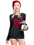 Long Sleeve  Polka-Dot Reindeer Top, Charcoal